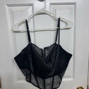 Stylish Black Mesh Bustier Top